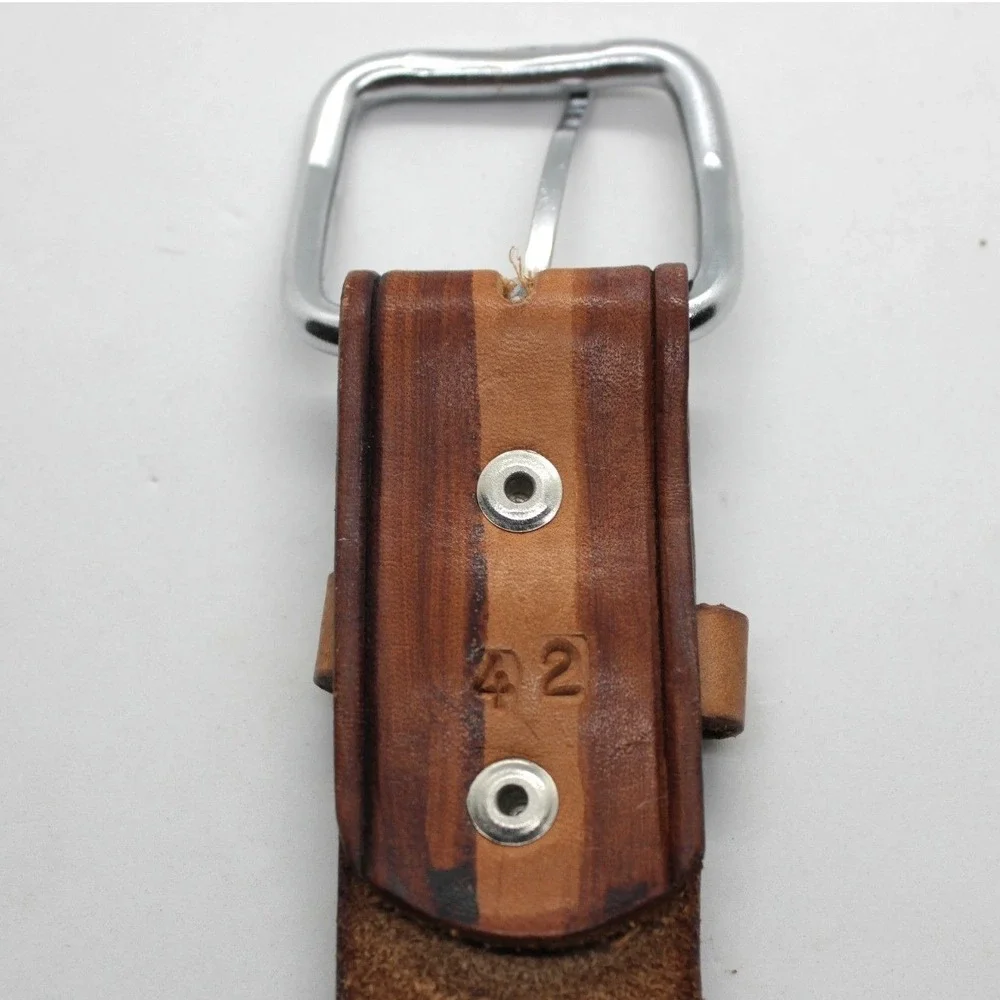 Western Leather Belt Stamped Embossed Braided 1.5